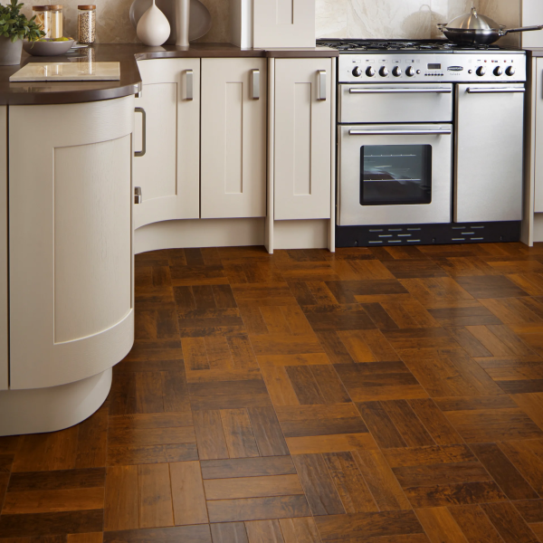 Karndean Art Select Spanish Cherry Parquet AP05 Gluedown Luxury Vinyl Tile (Limited Stock Available at Special Rate) 