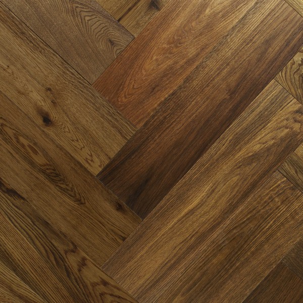 Norske Oak Aquarius Brushed, Double Smoked and Lacquered Engineered Herringbone Flooring