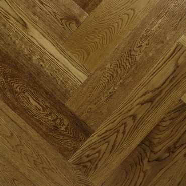 Norske Oak Zodiac Brushed, Brown Lacquered Engineered Herringbone Flooring