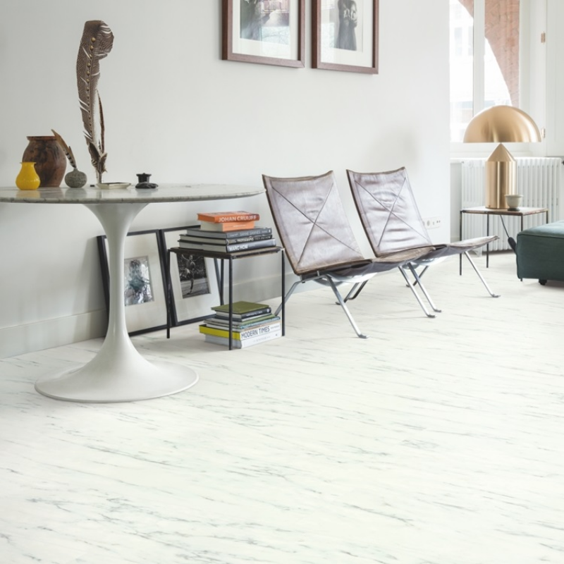 Quick-Step Livyn Ambient Click Plus Marble Carrara White AMCP40136 Vinyl Flooring