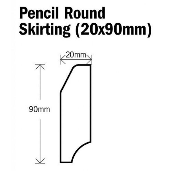 Skirting Pencil Round Natural Oak 2400mm (20x90mm)
