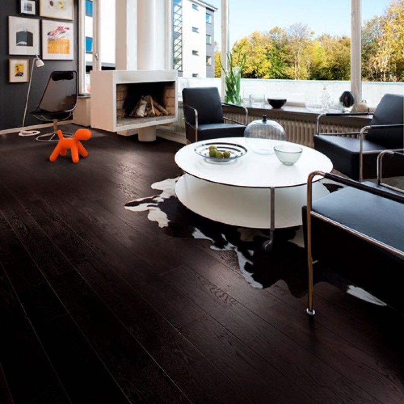 Kahrs Oak Nouveau Charcoal 2 Strip 200mm Matt Lacquered Brushed Bevelled - Kahrs Oak Nouveau Black Engineered Wood Flooring Kahrs Oak Nouveau Charcoal 2 Strip 200mm Matt Lacquered Brushed Bevelled - Kahrs Oak Nouveau Black Engineered Wood Flooring