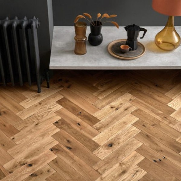 Woodpecker Goodrich Cathedral Oak Oiled Engineered Herringbone Flooring 