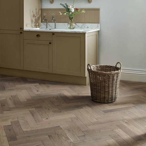 Woodpecker Goodrich White Oiled Oak Engineered Herringbone Flooring 